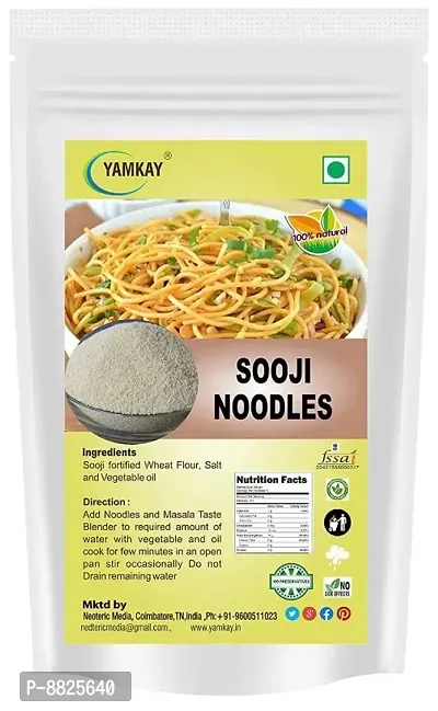 Yamkay Premium Sooji (Semolina) Noodles 1 Whole Wheat Noodle) | No Preservatives | Get Restaurant Style Taste in Just 10 Minutes | Serves 4-5 Meals 500 gm