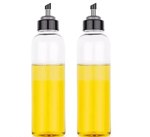 A2DR Plastic Oil Dispenser Bottle Airtight Leak Proof Transparent Unbreakable Vinegar for Kitchen (1000ml)_Set of 2