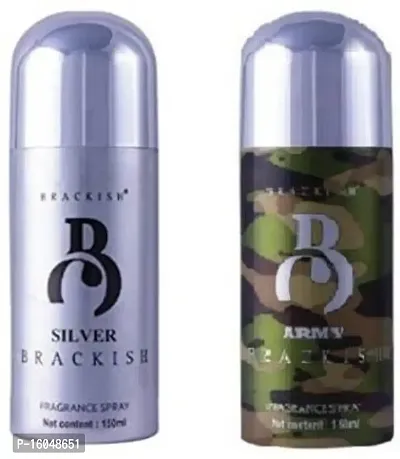 Brackish Deodorant and Spray, 150ml (SILVER) army Perfume - 300 ml  (For Men  Women)