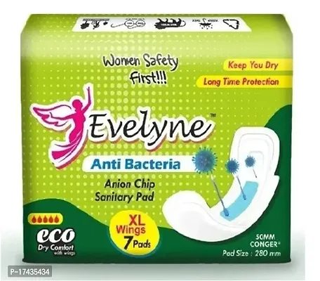 evelyne Anti bacteria Regular Sanitary Pads 7 pads keep you dry long time protection Sanitary Pad  (Pack of 7)