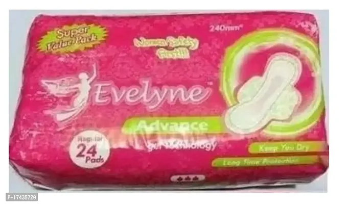evelyne Anti bacteria Regular Sanitary Pads 24 pads keep you dry long time protection Sanitary Pad  (Pack of 24)