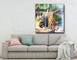 Designer Radha Krishna Canvas Painting for Wall Decoration of Living Room, Office And Hotel-thumb1