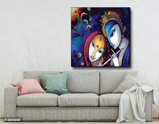 Designer Radha Krishna Canvas Painting for Wall Decoration of Living Room, Office And Hotel-thumb2