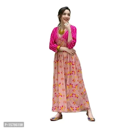 gobya Stylish Trendy Long Rayon Printed Gown Anarkali Kurti for Women  Girls, Festival Kurta Gown