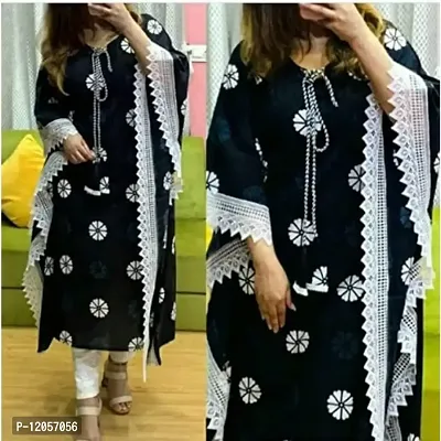 Black Rayon Floral Print Kurtas For Women