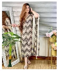 Gobya New Trendy Stylish Chevron Design Rayon Womens Party Wear Kaftan-thumb1