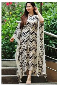 Gobya New Trendy Stylish Chevron Design Rayon Womens Party Wear Kaftan-thumb2