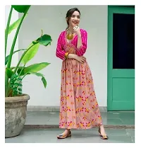 Gobya Trendy New Stylish Rayon Beautifull Printed Anarkali Gown-thumb1