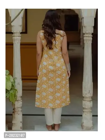 Trendy Stylish Beautiful Sleeveless Yellow Print Kurti for Women-thumb2