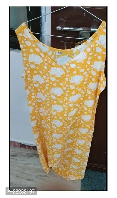 Trendy Stylish Beautiful Sleeveless Yellow Print Kurti for Women-thumb3