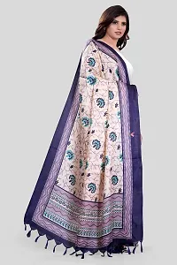 SINANI Women's Art Printed Khadi Cotton Silk Dupatta (Purple)-thumb1