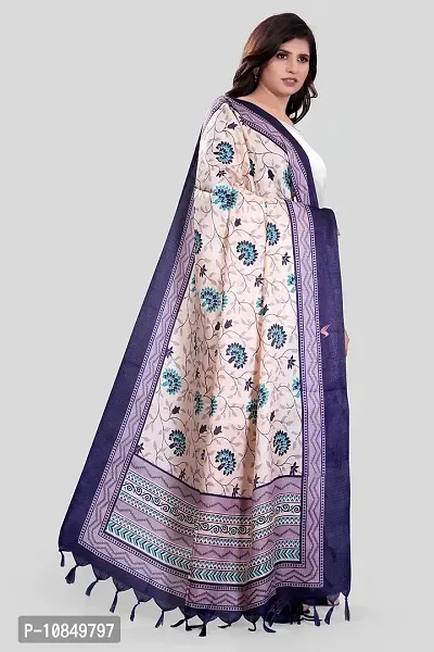 SINANI Women's Art Printed Khadi Cotton Silk Dupatta (Purple)-thumb2