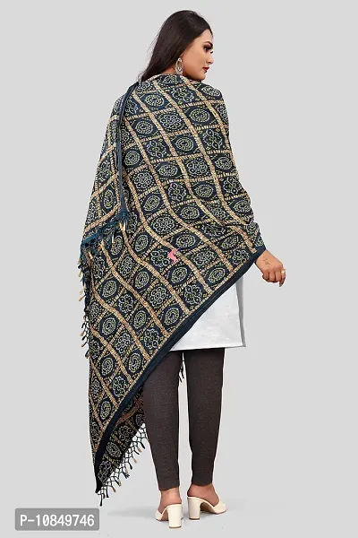 SINANI Chinon silk Traditional multicolored dupatta for girls and womens,silk bandhej dupatta (Petrol Color)-thumb5