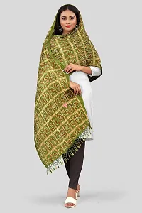 SINANI Chinon silk Traditional multicolored dupatta for girls and womens,silk bandhej dupatta (Mahendi)-thumb2