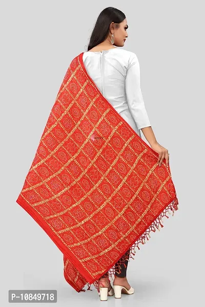 SINANI Chinon silk Traditional multicolored dupatta for girls and womens,silk bandhej dupatta (Red)-thumb5