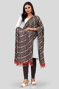 SINANI Chinon silk Traditional multicolored dupatta for girls and womens,silk bandhej dupatta (Black Red)-thumb1