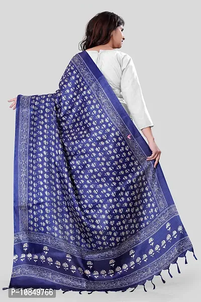 SINANI Women's Art Silk Printed Dupatta (Navy Blue)-thumb4