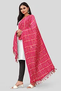 SINANI Chinon silk Traditional multicolored dupatta for girls and womens,silk bandhej dupatta (Pink)-thumb1