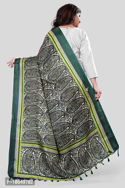 SINANI Women's Art Silk Paisley Printed Dupatta (Green)-thumb5