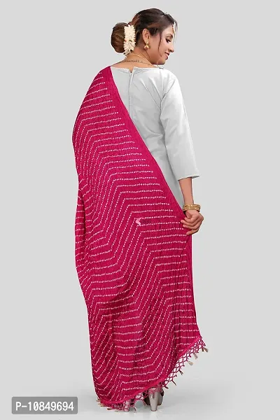 SINANI women's bandhani art silk multi colour dupatta with Chinon lining work plain Bandhani Dupattas for Women and Girls (Pink Lnig Color)-thumb5