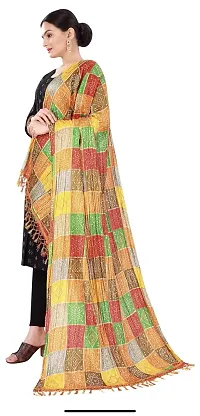 SINANI Chinon silk Traditional multicolored dupatta for girls and womens,silk bandhej dupatta (Yellow Multi)-thumb1