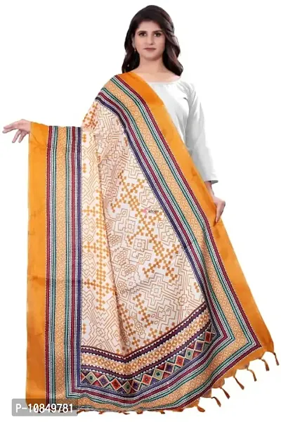 SINANI Women'S Cotton Silk Dupatts Tradition Khadi Cotton (Yellow)