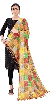 SINANI Chinon silk Traditional multicolored dupatta for girls and womens,silk bandhej dupatta (Yellow Multi)-thumb3