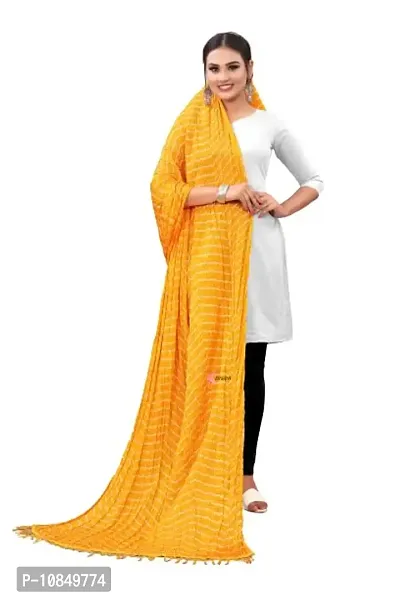 SINANI women's bandhani art silk multi colour dupatta with Chinon lining work plain Bandhani Dupattas for Women and Girls (Yellow Color)