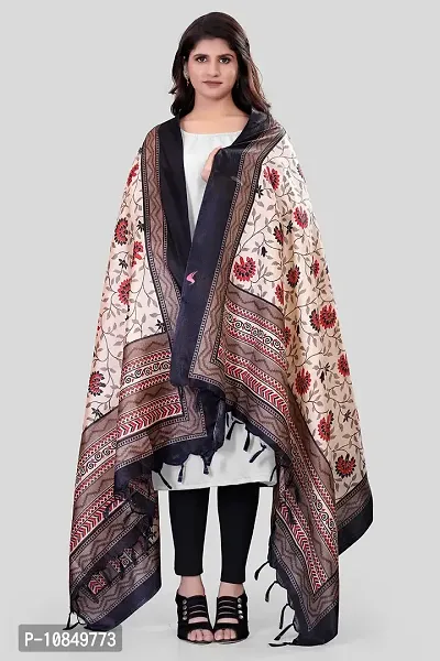SINANI Women's Art Printed Khadi Cotton Silk Dupatta (Black)-thumb3
