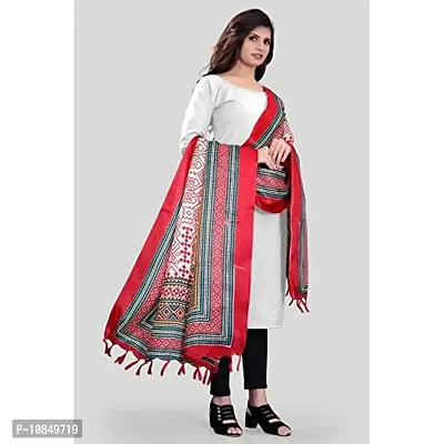 SINANI Women'S Cotton Silk Dupatts Tradition Khadi Cotton (Red)-thumb2