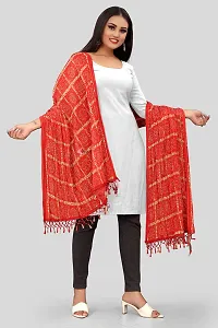 SINANI Chinon silk Traditional multicolored dupatta for girls and womens,silk bandhej dupatta (Red)-thumb3