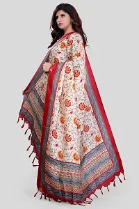 SINANI Women's Art Printed Khadi Cotton Silk Dupatta (Red)-thumb1