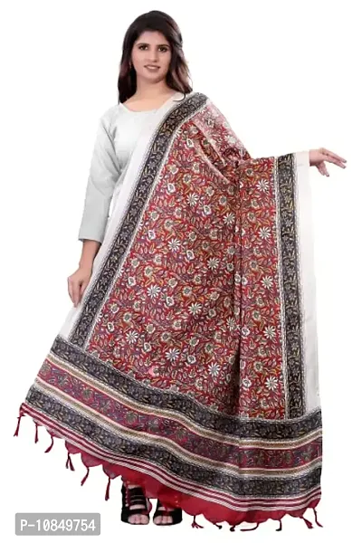 SINANI Women's Floral Digital Printed Khadi Cotton Dupatta (Maroon)
