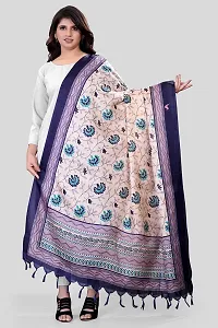 SINANI Women's Art Printed Khadi Cotton Silk Dupatta (Purple)-thumb4