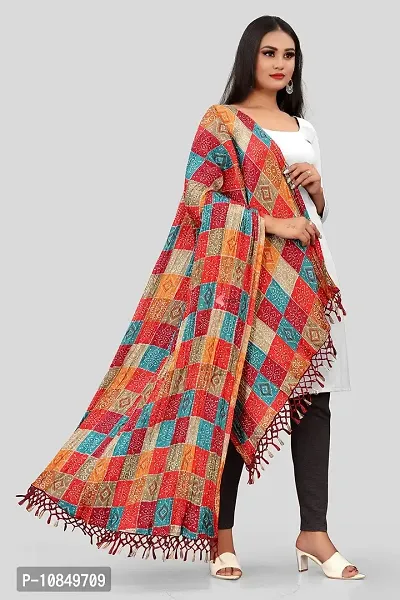 SINANI Chinon silk Traditional multicolored dupatta for girls and womens,silk bandhej dupatta (MultiColor)-thumb4