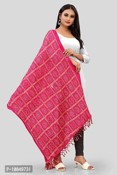 SINANI Chinon silk Traditional multicolored dupatta for girls and womens,silk bandhej dupatta (Pink)-thumb3