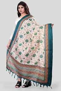 SINANI Women's Art Printed Khadi Cotton Silk Dupatta (Rama)-thumb1