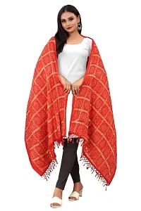 SINANI Chinon silk Traditional multicolored dupatta for girls and womens,silk bandhej dupatta (Red)-thumb1