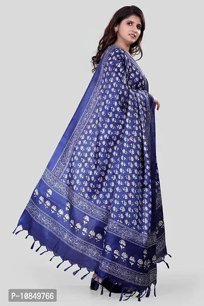 SINANI Women's Art Silk Printed Dupatta (Navy Blue)-thumb3