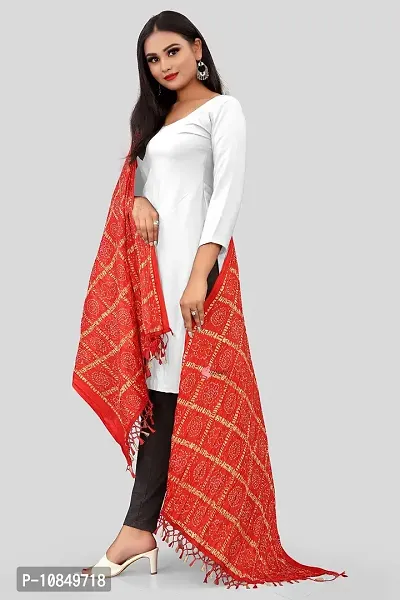SINANI Chinon silk Traditional multicolored dupatta for girls and womens,silk bandhej dupatta (Red)-thumb3