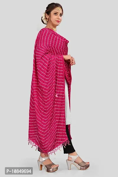 SINANI women's bandhani art silk multi colour dupatta with Chinon lining work plain Bandhani Dupattas for Women and Girls (Pink Lnig Color)-thumb4