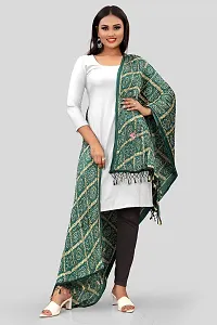 SINANI Chinon silk Traditional multicolored dupatta for girls and womens,silk bandhej dupatta (Green)-thumb1