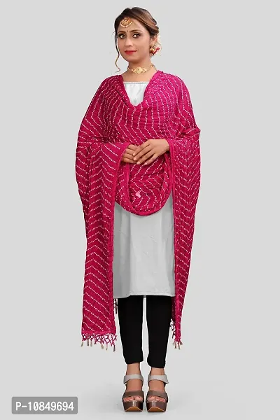 SINANI women's bandhani art silk multi colour dupatta with Chinon lining work plain Bandhani Dupattas for Women and Girls (Pink Lnig Color)-thumb3