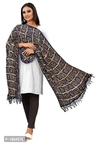SINANI Chinon silk Traditional multicolored dupatta for girls and womens,silk bandhej dupatta (Navy Blue)