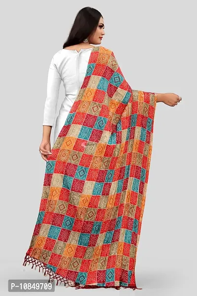 SINANI Chinon silk Traditional multicolored dupatta for girls and womens,silk bandhej dupatta (MultiColor)-thumb5