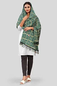 SINANI Chinon silk Traditional multicolored dupatta for girls and womens,silk bandhej dupatta (Green)-thumb2