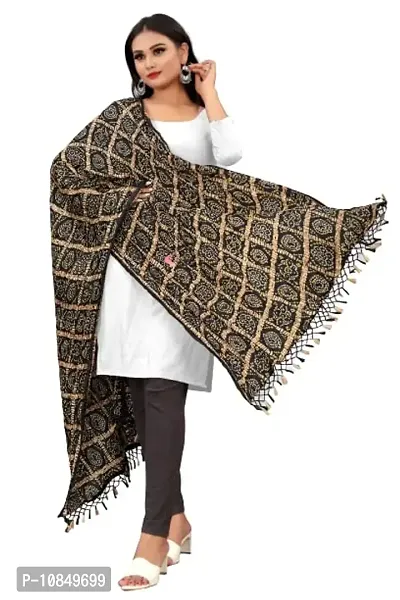 SINANI Chinon silk Traditional multicolored dupatta for girls and womens,silk bandhej dupatta (Black)-thumb0