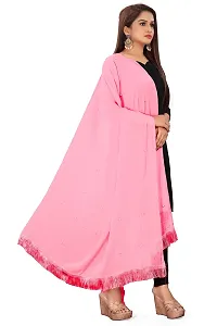 SINANI Women's Plain Sofiya Fibre With Moti Work With Fringy Border Light Pink Chunni/Dupatta |For Casual & Ethnic Set-thumb4