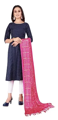 SINANI Chinon silk Traditional multicolored dupatta for girls and womens,silk bandhej dupatta (Pink)-thumb4