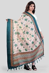 SINANI Women's Art Printed Khadi Cotton Silk Dupatta (Rama)-thumb2